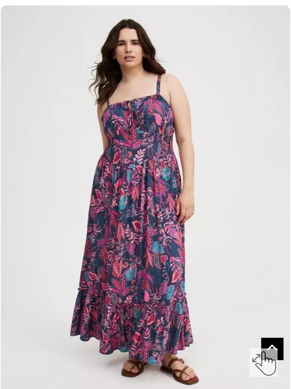 Torrid Floral Print Maxi Sundress in Navy & Pink